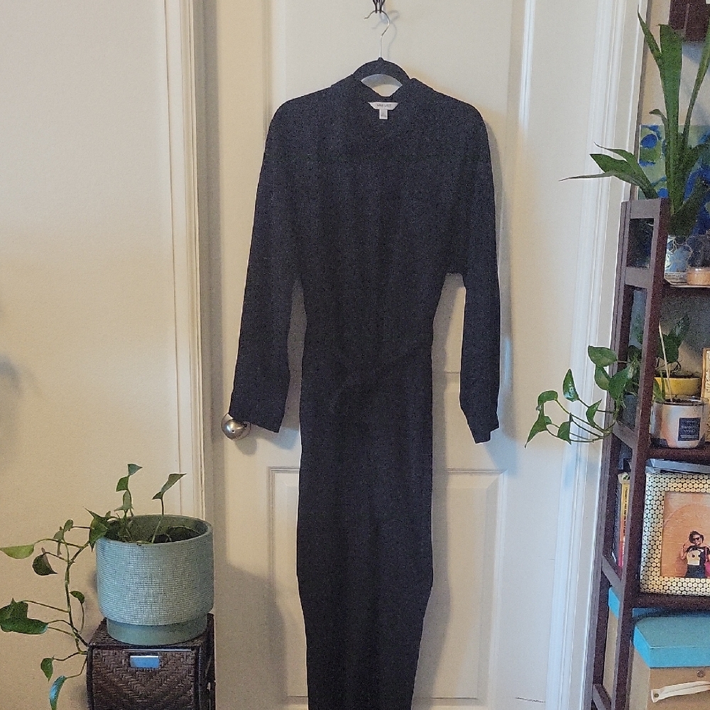Nine West Black Long Sleeve Collar Dress